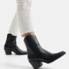 BERSHKA Heeled With Metallic Toe - Cowboy-/Bikerlaarsjes - Black